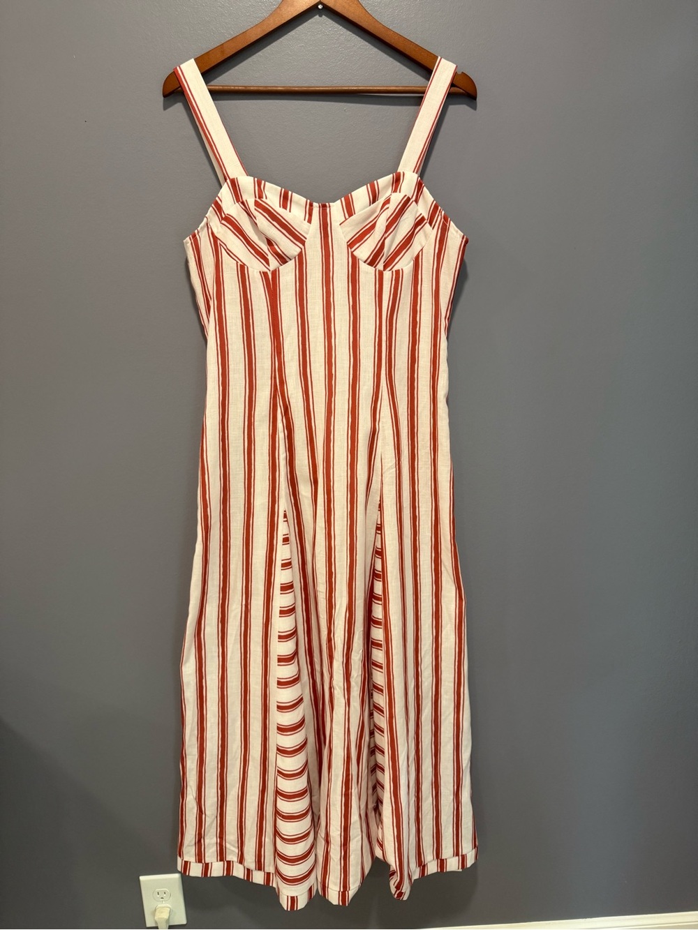 Commense Cream and Rust-Striped Sleeveless Dress